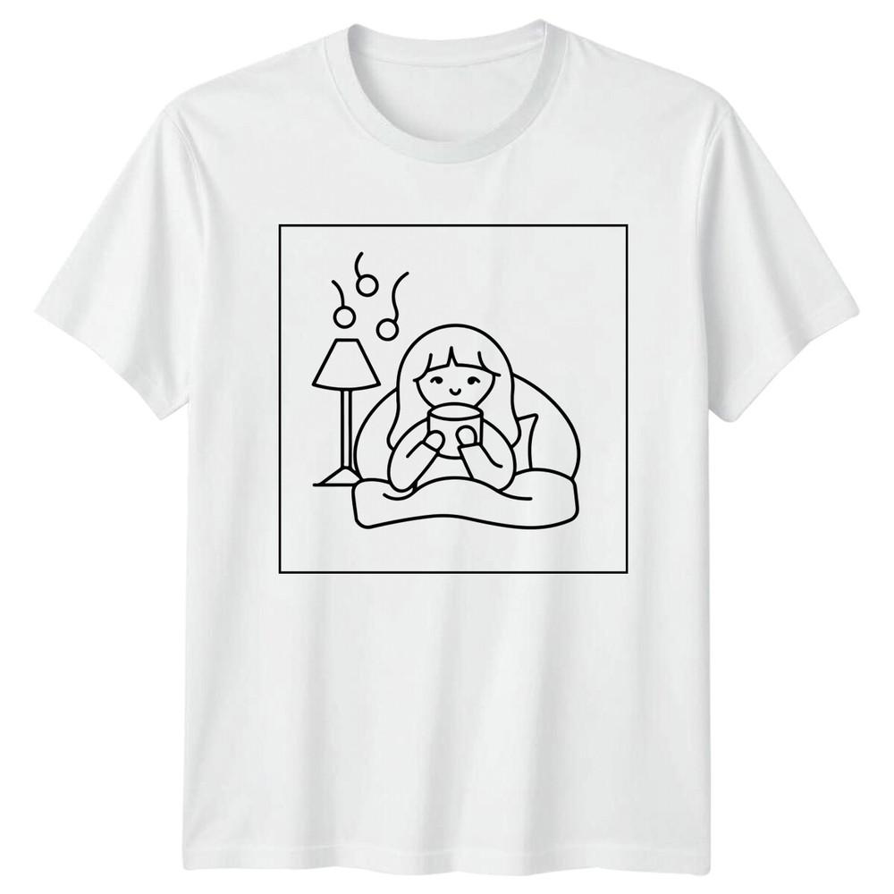 Girl With Coffee Hobbies Unisexs TShirt Unisexs Tee Graphic Unisex Top S