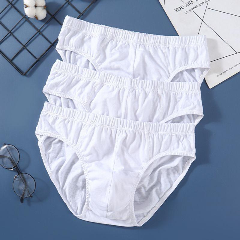 Men's Pure White Triangle Underwear Large Size Loose Breathable Shorts