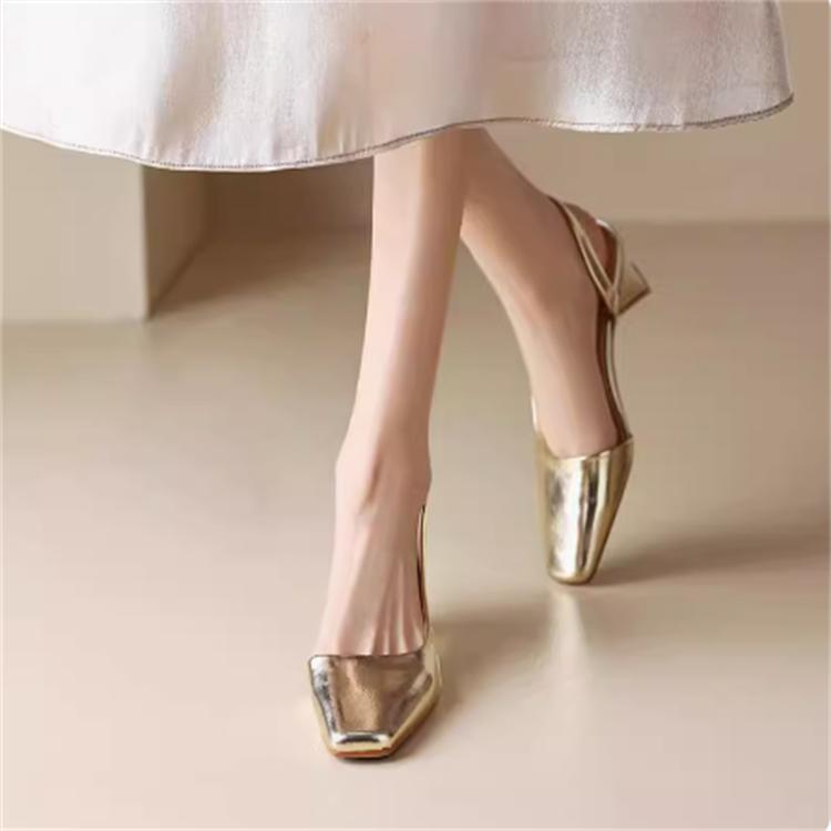 Fashion 2024Designer Summer Silvery Women Sandals Fashion Shallow Singbacks Slip On Shoes Ladies Outdoor Party Dress High Heel Sandalias