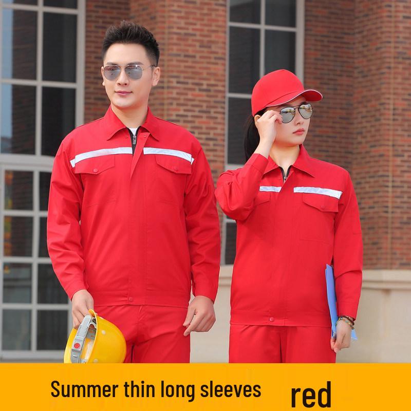 Unisex Summer Thin Long-Sleeve Workwear Set - Durable Auto Repair & Engineering Protective Clothing, Customizable