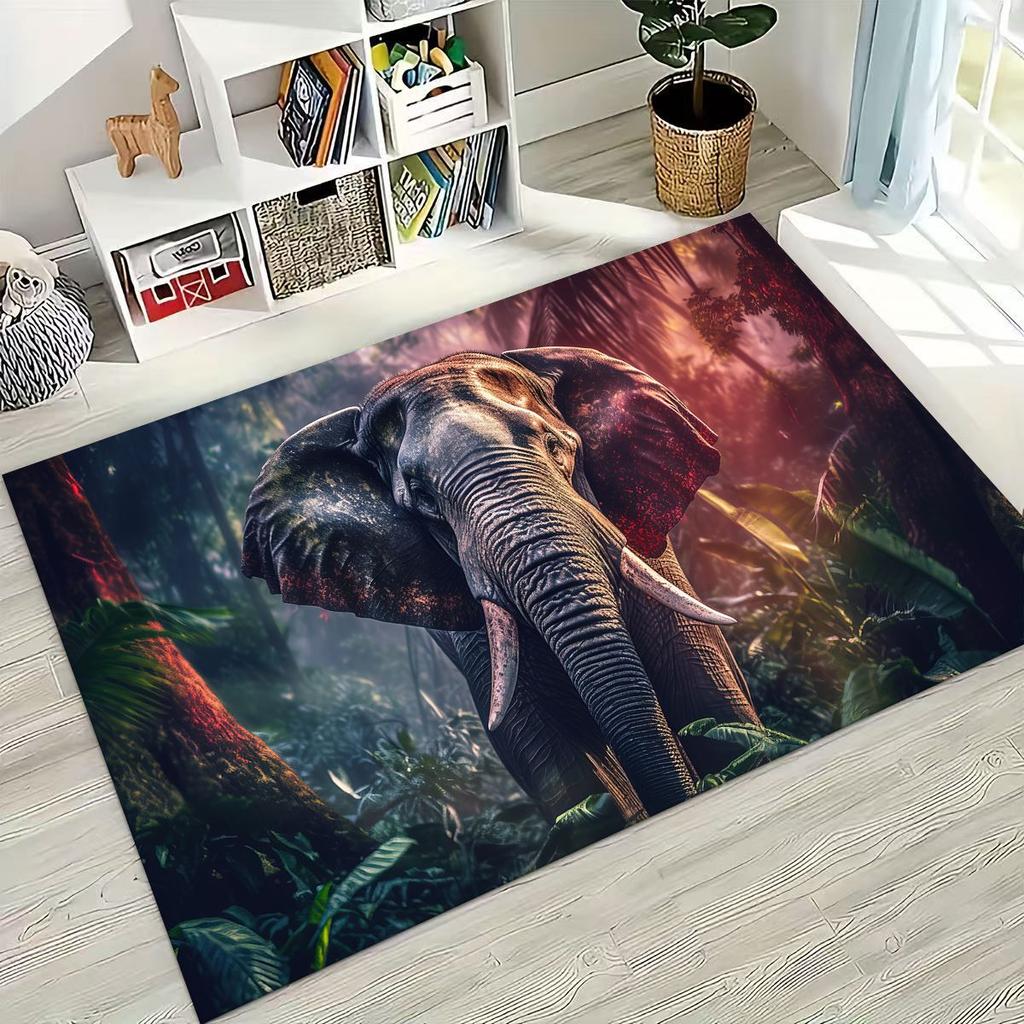 27 Stil Weisheit Elefant Cartoon Teppich für Schlafzimmer Wohnzimmer Sofa Zuhause Fußmatte Dekor,Große Kinder Spiel Anti-Rutsch Bodenmatte Geschenk