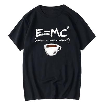 Heren T-shirt 100% Katoen Casual Grappig Energie=Melk+Koffie Print Losse Ronde Hals Cool Top voor Mannen Korte Mouw Zomer