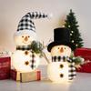 Christmas Luminous Snowman Ornament with Black & White Plaid Scarf Hat