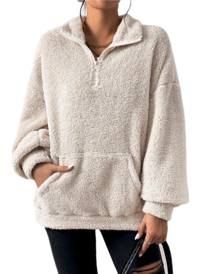 Damen-Sweatshirt mit Stehkragen und Fleece-Futter, Herbst/Winter 2023