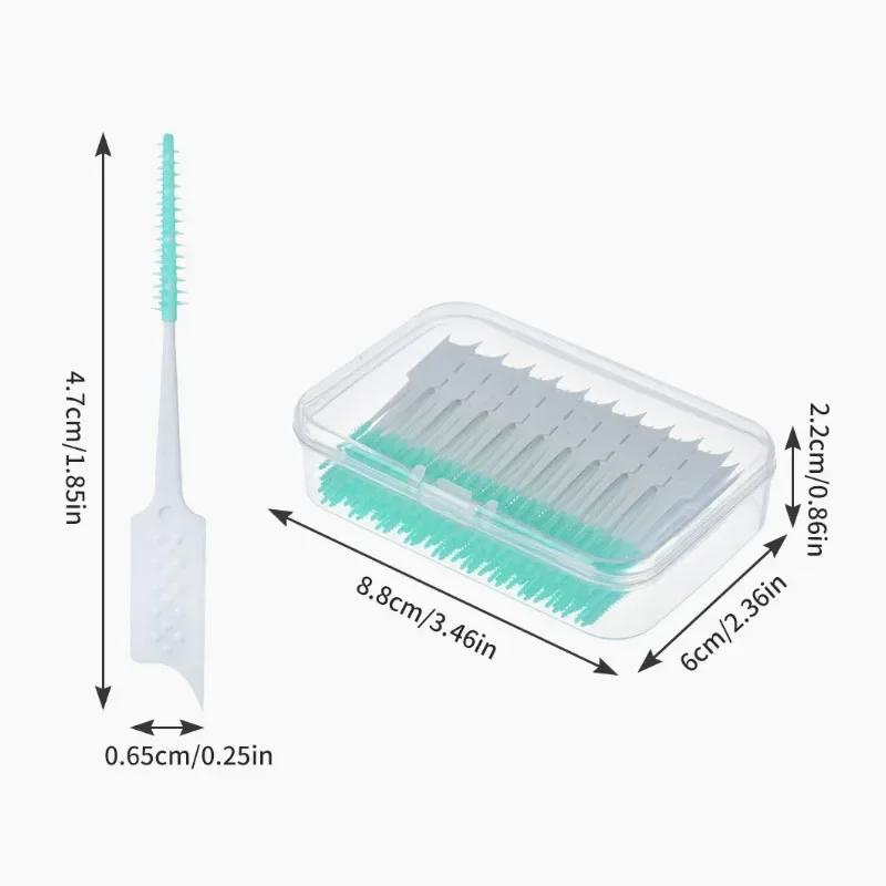Interdental Silicone Brushes 20 Units Dental Toothpicks Brush Between Teeth Silicone Toothpicks With Thread Oral Cleaning Tools