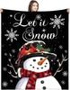 1Pc Throw Merry Christmas Snow Snowman Flannel Blanket For Couch Bed Sofa  Snowflakess Comfy Warm Blankets For Christmas Gifts