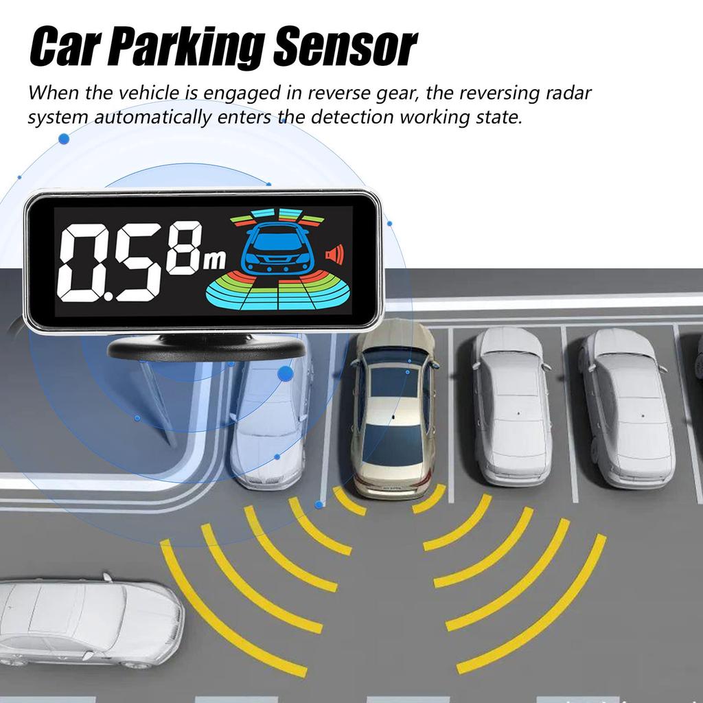 Snsowed Parking Sensor Rear Reverse Radar System with 8 Parking Sensors, Distance Detection, LCD Distance Display, and Audible Warning Buzzer