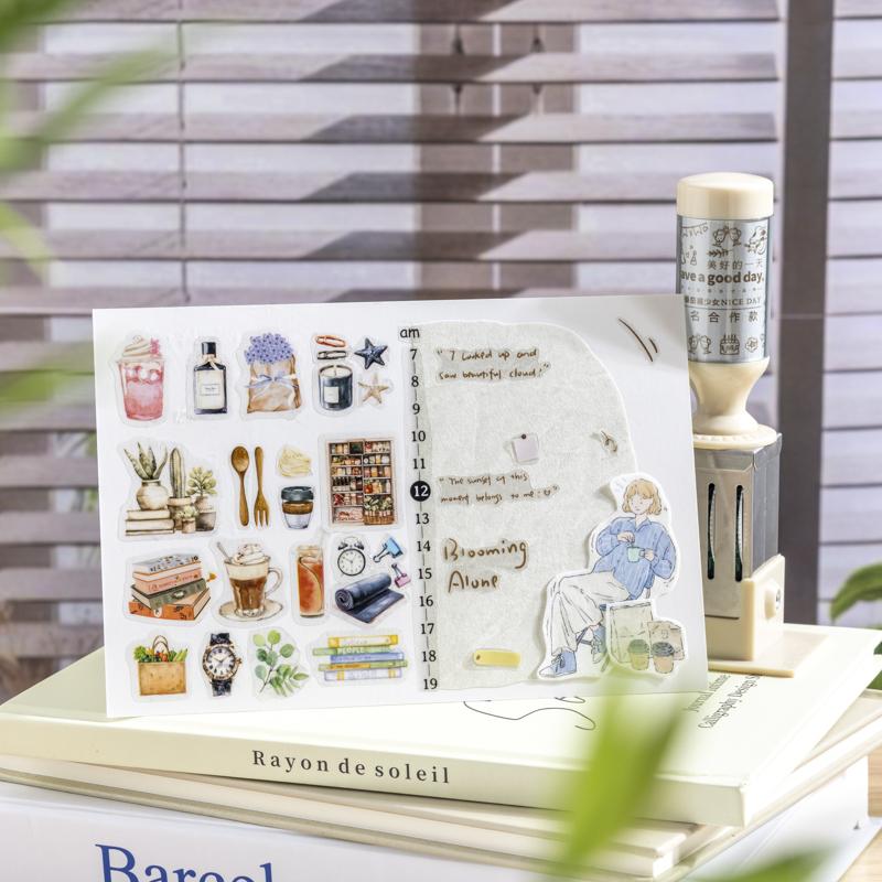 1roll Tape Life Time Series Exquisite PET Tape Decoration Notebook Photo Frame Phone Case Water Cup Stationery Box DIY Stickers