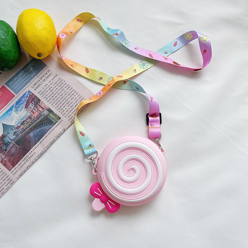 Очаровательный силиконовый кошелек-монетница в форме мультяшного леденца для детей, ярких конфетных цветов розовый