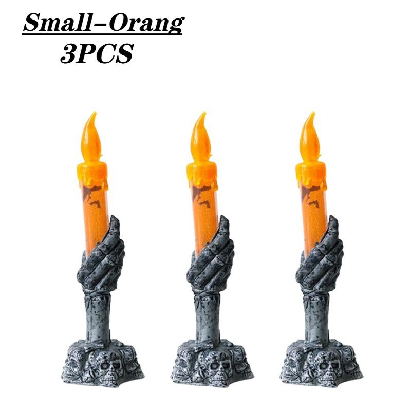 1-3PCS LED Skull Hand Candle Light Battery Operated Flame Effect HalloweenGothic Decoration for Haunted HouseTable Hanging Decor