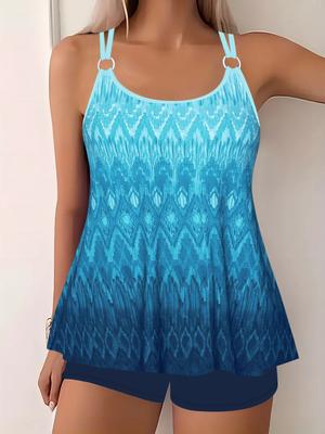 Traje de Baño Tankini Estampado de Dos Piezas para Mujer Bikini Sexy Vestido de Baño Traje de Baño Ropa de Playa Talla Grande
