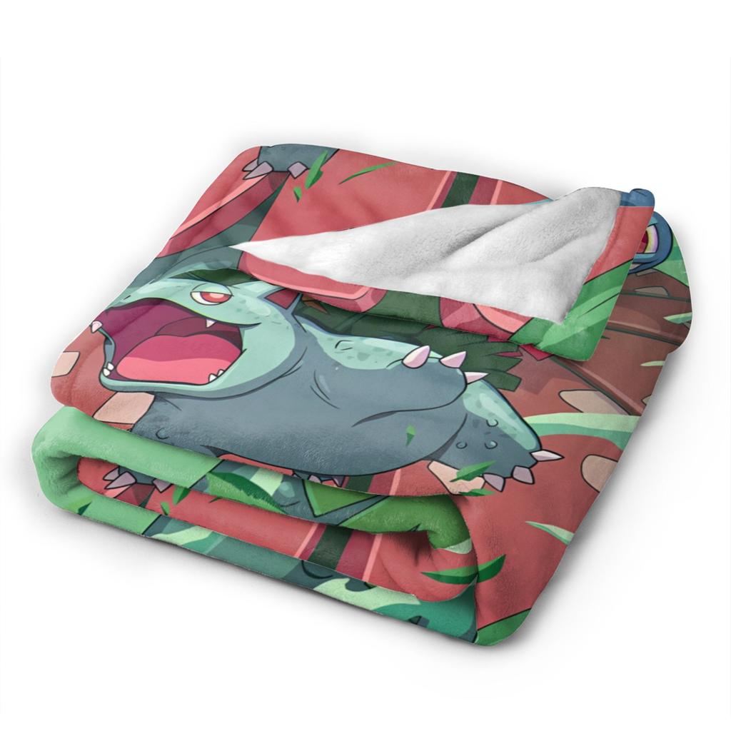Bulbasaur Bloom Anime Blanket Quality Warm Soft  Throw Blanket Spring Students Couch Chair Sofa Bed Aesthetic Bedspread