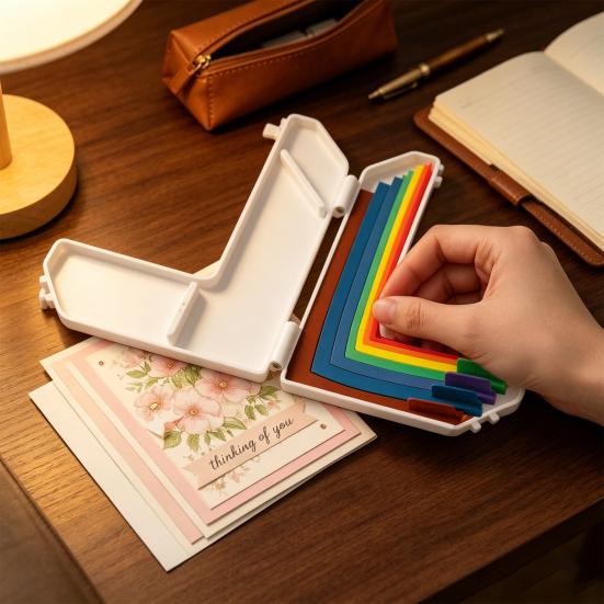 DYS Paper Art Alignment Guide with Color Labels And Size Markings, 1/16 to 1/2 Inch 7 Spacers for Card Making, Scrapbooking DIY Crafts Storage Case