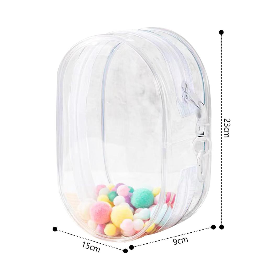 Siawadeky Ita-väska (Oshi-väska), Stor storlek (23 cm hög), Helt transparent, dubbel dragkedja-påse för gosedjur, Vattentät och dammtät genomskinlig påse, Stor