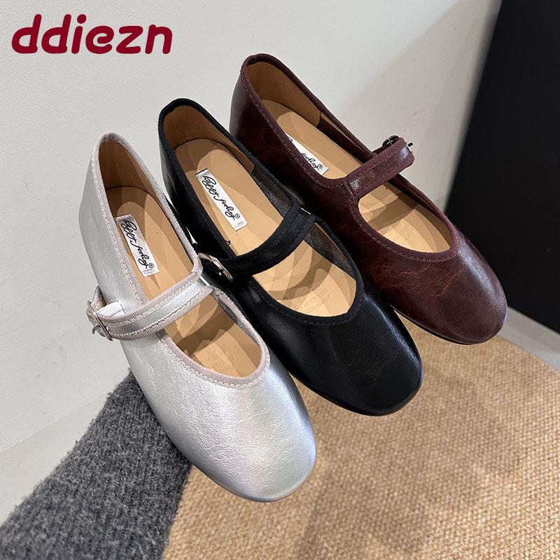 Fashion Female Shallow Footwear Women Flats With Shoes Soft Round Toe Fashion Buckle Strap Mary Janes Ladies Flats Shoes