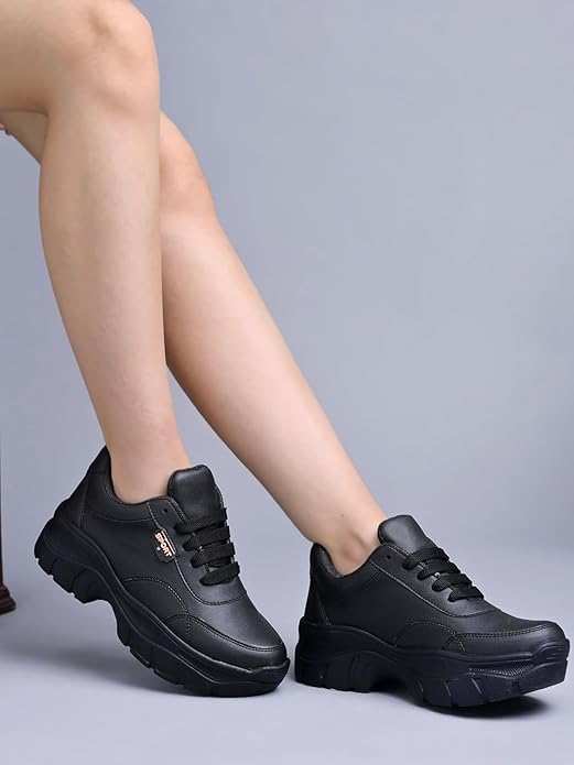 Shoetopia Women Chunky Sneakers – Sporty Lace-Up Casual Shoes with Thick Sole for Walking & Everyday