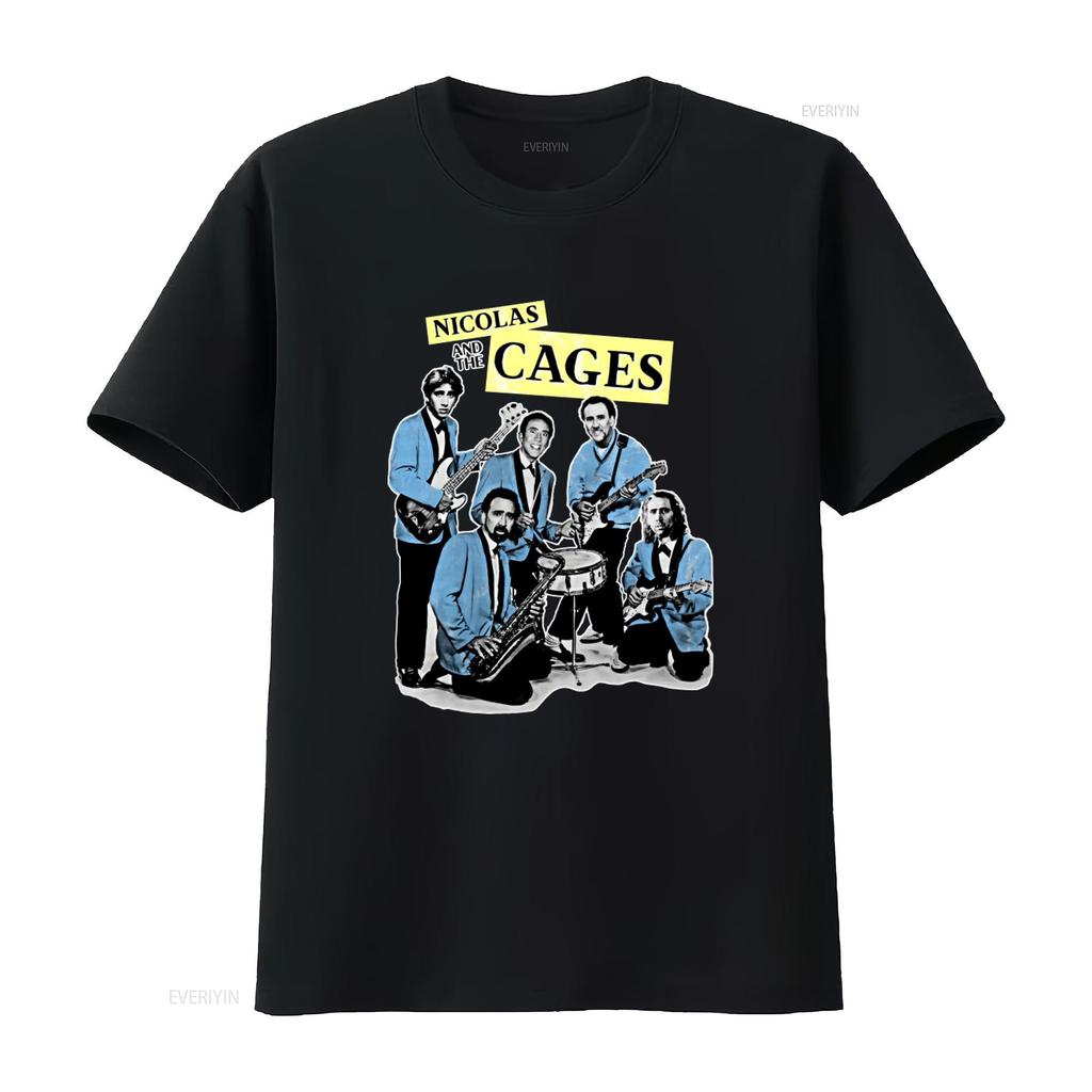 Nicolas Cage Band Music T Shirt and the Cages Design All Sizes Colors Available Vintage Washed Slightly Fashion