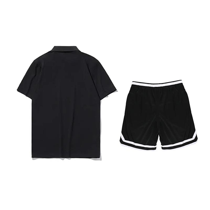 Li-Ning Solid Color Logo Versatile Comfortable Fashion Short Sleeve Polo Shirt Casual Sports Suit Unisex Polo Shirt Black APLV723-1+YAPV001-1