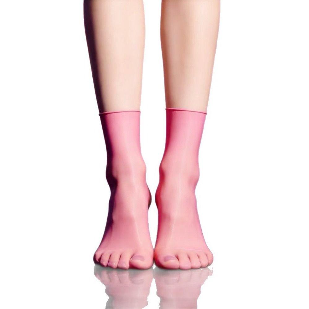 Breathable Satin Shiny Oil Glossy Socks Solid Color Short Socks New Costume Party Socks