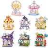 NEW Amusement Park Carousel Pirate Ship Ferris Wheel Halloween Game Street View Building Blocks Kit Girl Bricks Model Kids Toy
