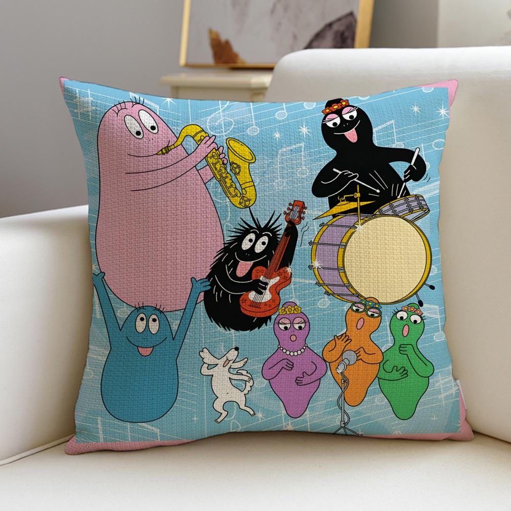 Bubbly BBarbapapaS Cushion Cover Breathable and skinfriendly linen pillowcase square removable and washable cushion