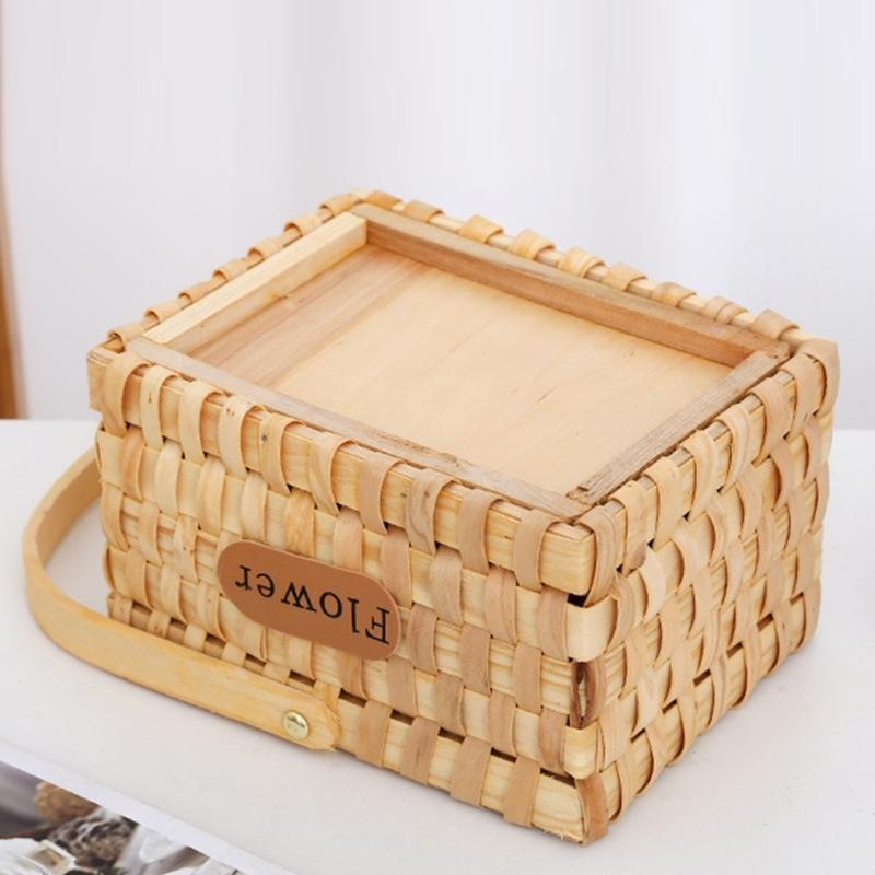 Fashionable Handheld Bamboos Baskets Portable Arrangement Containers for Flowers Garden Decoration and Bridals Accessory