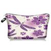 1pc Beautiful Dragonfly Flower Print Makeup Bags, Women Portable Travel Cosmetic Storage Bags with Zipper