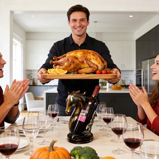 Hästhuvud Vinställ Harts Häststaty för Heminredning Bordsställ för Flaskor med Skyddsdyna Unik Gåva för Vinälskare