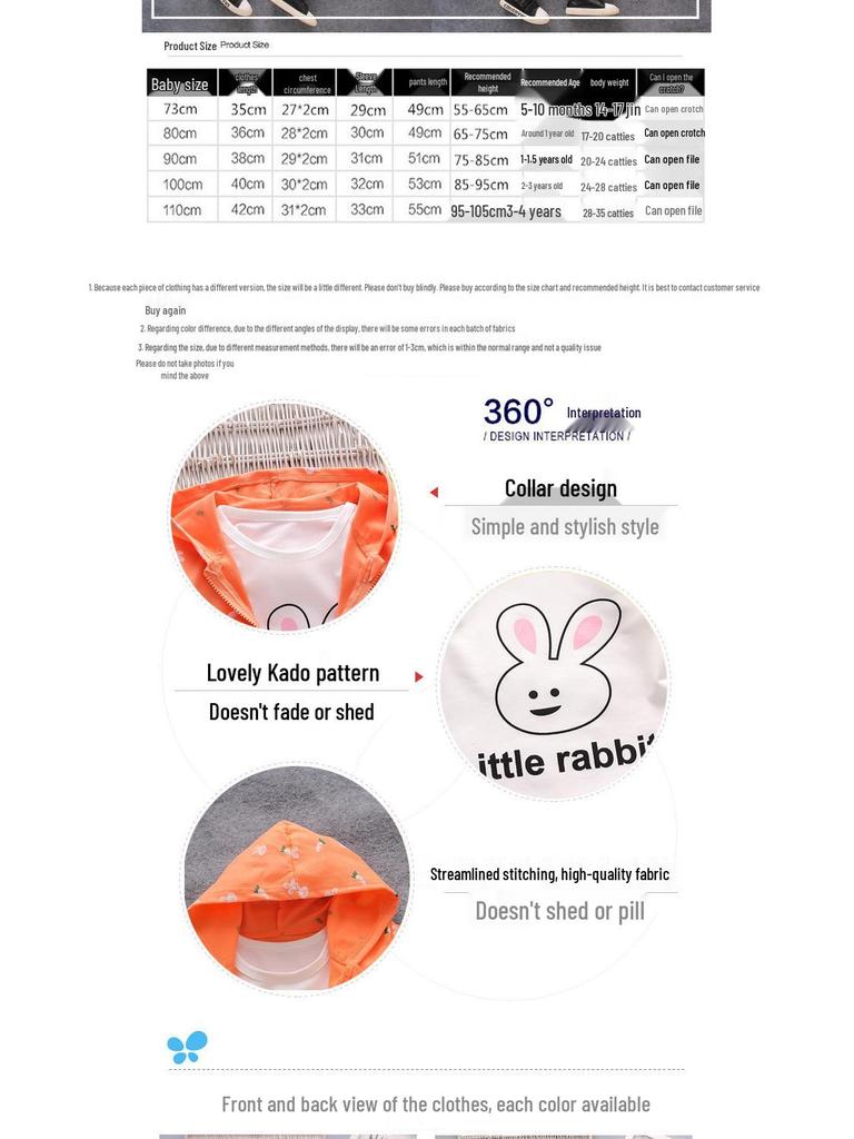 Modisches Frühlings- und Herbst-Sweatshirt-Set für Mädchen, Alter 2-3 - Langarm, dreiteiliges Outfit