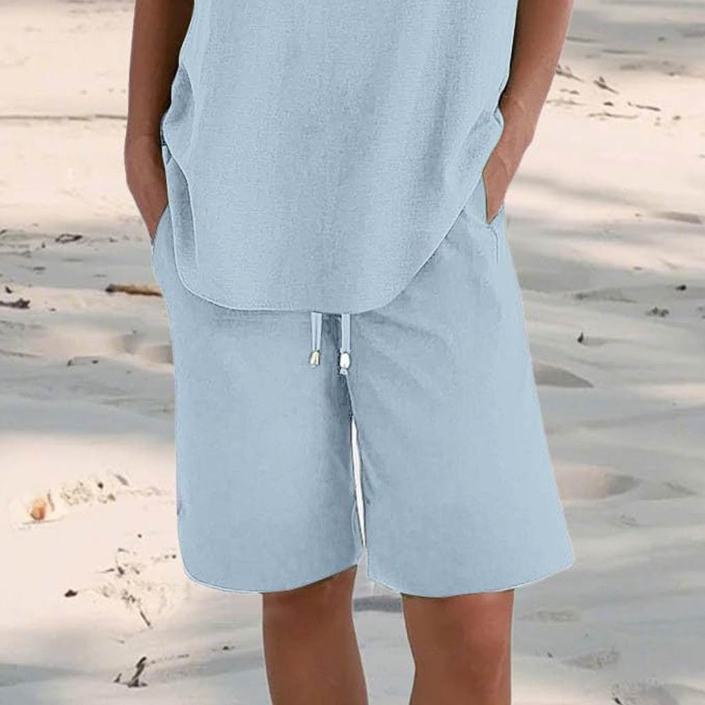 Dámské ležérní letní elastické plážové kraťasy, jednobarevné ležérní kraťasy