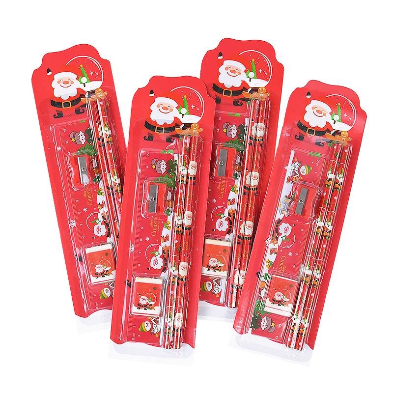 

4Pack Christmas Gifts Cartoon Stationery Kids Writing Pencil Ruler Eraser Set Boy Girl Birthday Party Favors Stocking Stuffers