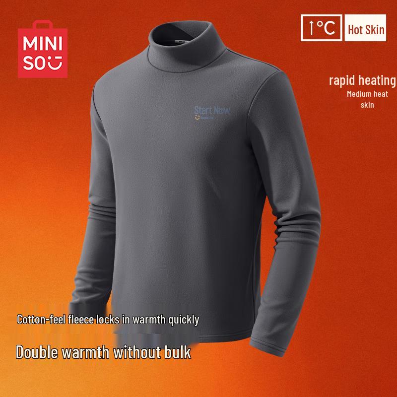 MINISO Men s Thermal Half-High Neck Long Sleeve T-Shirt M