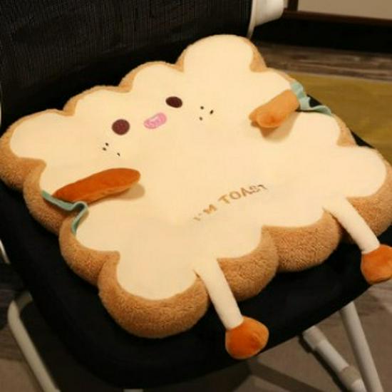 Winter Warm Toast Bread Plush Chair Cushion and Backrest