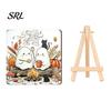 Festive Home Decor for October Halloween Wood Tabletop Sign with Mini Easel, Cute Pumpkin Ghost Decorative Party Table Centerpieces Plaque,
