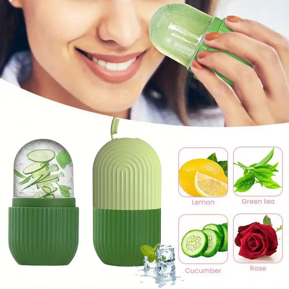 4pcs Ice Roller for Face Facial Roller Massager (De-Puff Eye Bags) Reusable Silicone Face/Neck Ice Mold for Naturally Skin Care
