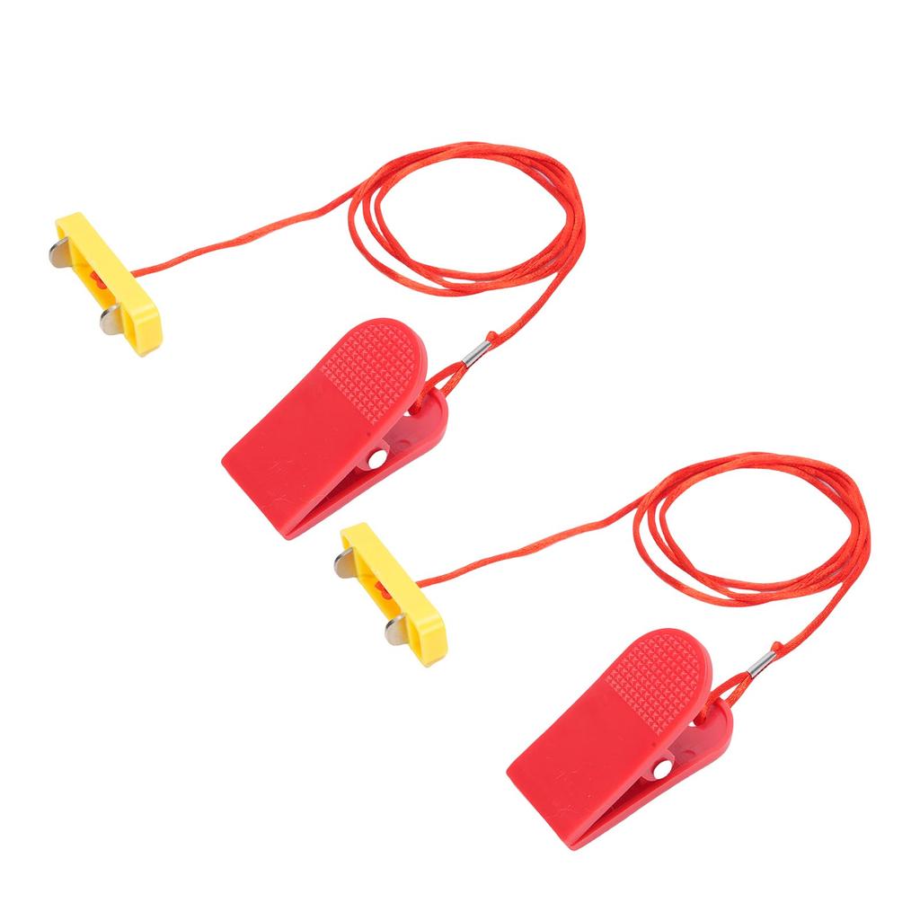 2 Pcs Treadmill Emergency Stop Switch 53x16mm Rectangular Dual Insert Treadmill Safety Key with Clamp