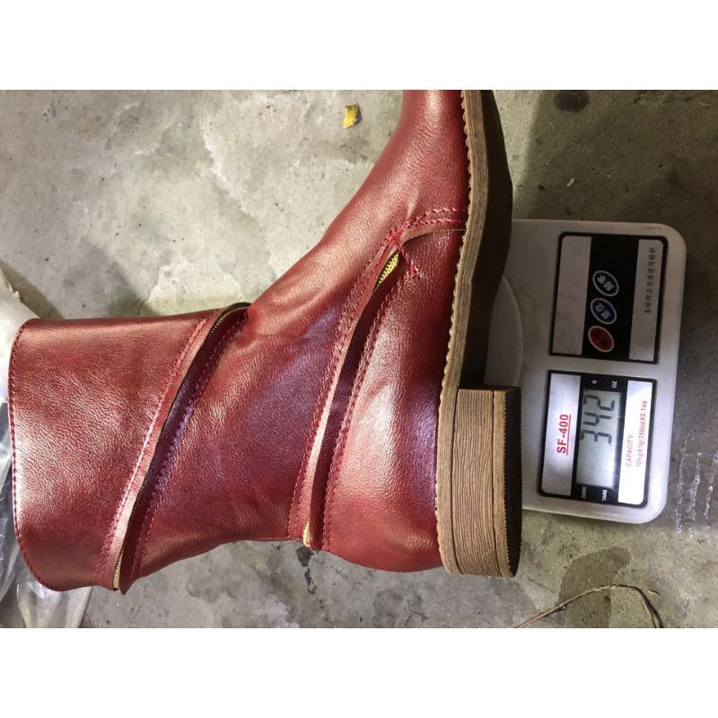 20 autumn and winter new square heel low heel Martin boots women wish large size -4 size medium tube zipper boots