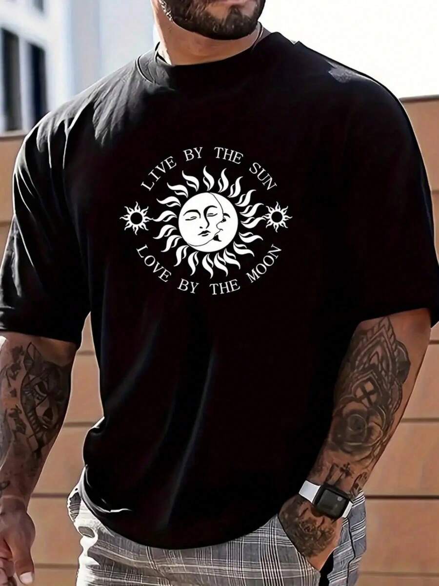 Creative Printed Pattern,Unisex S Casual Crew-Neck T-Shirt M