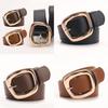 Womens Trapezoid Buckle Leather Belt With Alloy Pin Closure For Casual And Office Wear
