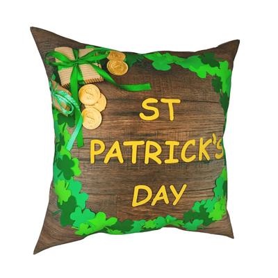 St. St. Patrick's Day Quadratischer Kissenbezug Polyester Dekokissen Irischer Heiliger Paddys Kleeblatt Leprechaun Vintage Kissenbezüge