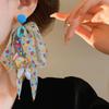 Cloth Fabric Flower Tassel Earrings Ear Jewelry Shell Earrings Fashion Tassel Earrings  Party