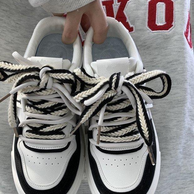 Trendy korejský styl Studentské Colorblock Board Boty jaro Nová platforma Platforma Ležérní boty Výška Rostoucí Ležérní Bílé boty pro ženy