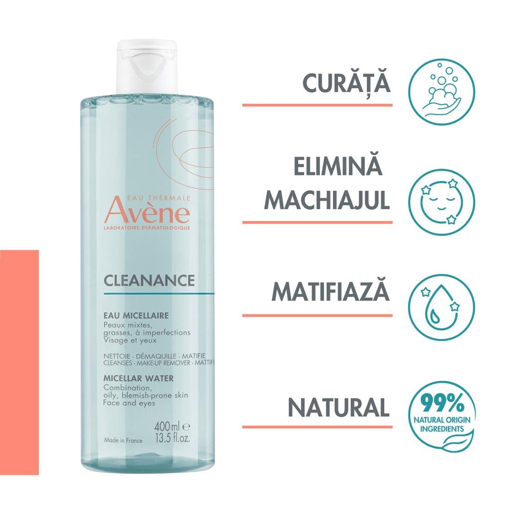 Avene Cleanance Apa Micellar Water 400 ml for Sensitive Skin, Deep Cleansing Pores, Oil Control & Hydration