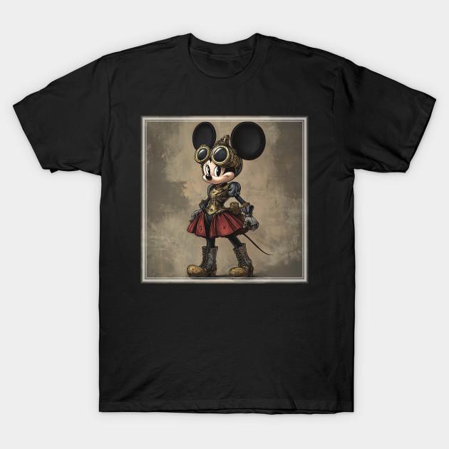 Men Black Print T-shirt Steampunk Min No-Cut Transfer Paper Print Cotton Tshirt M