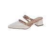 Half Slippers Women's Spring and Summer Outer Wear 2025 French Sexy Pointed Rivets High Heels Bag Head Sandals Women's Thick Heels Single Shoes