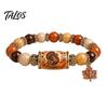 Retro Perlen Stretch-Armband Thanksgiving für Frauen, Feiertagsperlen mit Festival-Geschenk Familie Ahornblatt-Anhänger, Elastischer Herbsternte Schmuck Dekorativ
