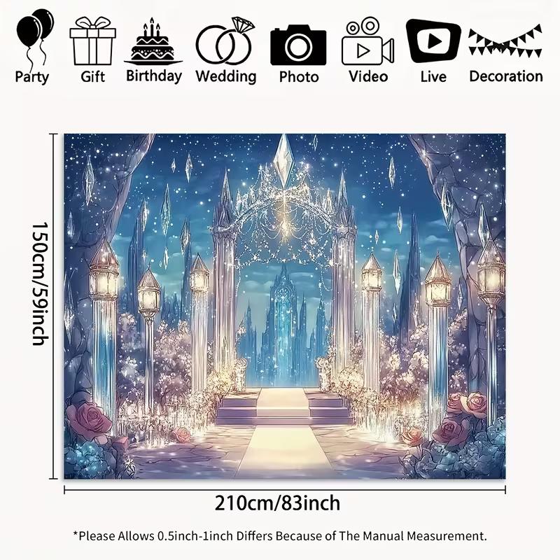 

2D Winter Wedding Tapestry, Enchanted Ice Castle and Magical Lights 47.2x31.5inch/120*80cm
