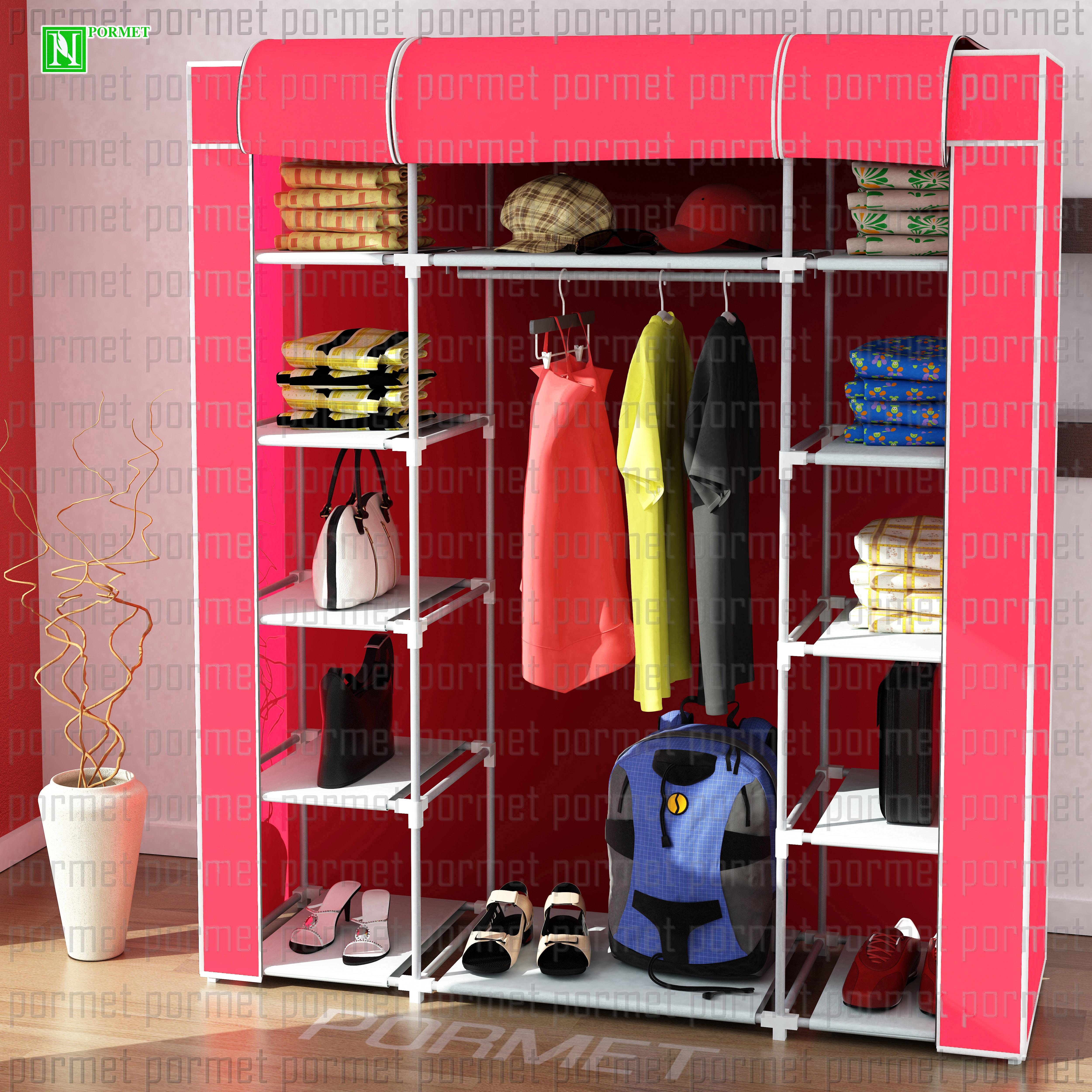 

senmasy ТЕМНО-РОЗОВЫЙ Цвет Тканевый шкаф Складной шкаф 160x45x130 см