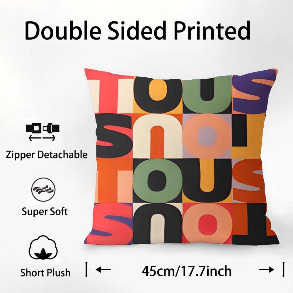 CRAFTED WITLOVE T-tous Pillow Case Plush Fabric Soft Double Sided Print Sofa Cushion Cover Throw Pillow Covers