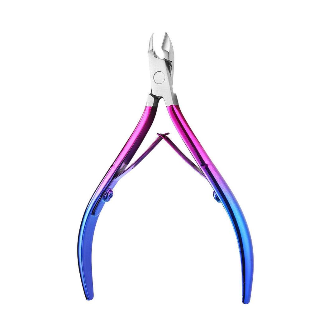 Stainless Steel Slanted Nail Clipper with Cuticle Scissors and Small Blade for Easy Trimming and Hangnail Removal